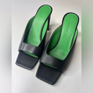 Wandler isa heels black/green bi-color mules